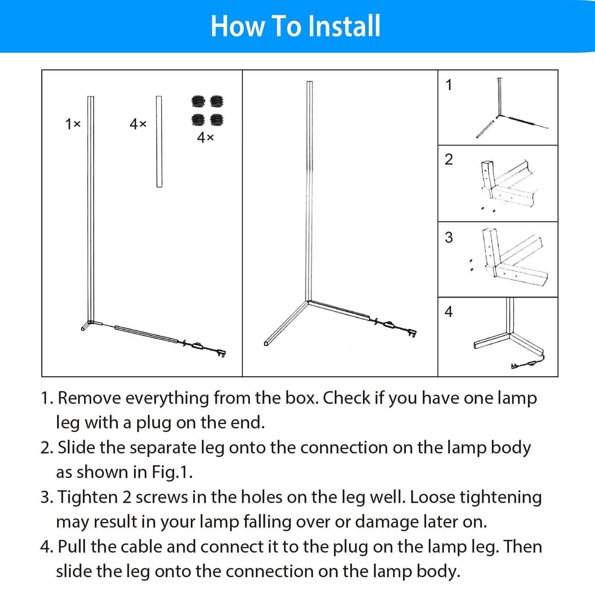 56" Floor LED Light Standing Lamp