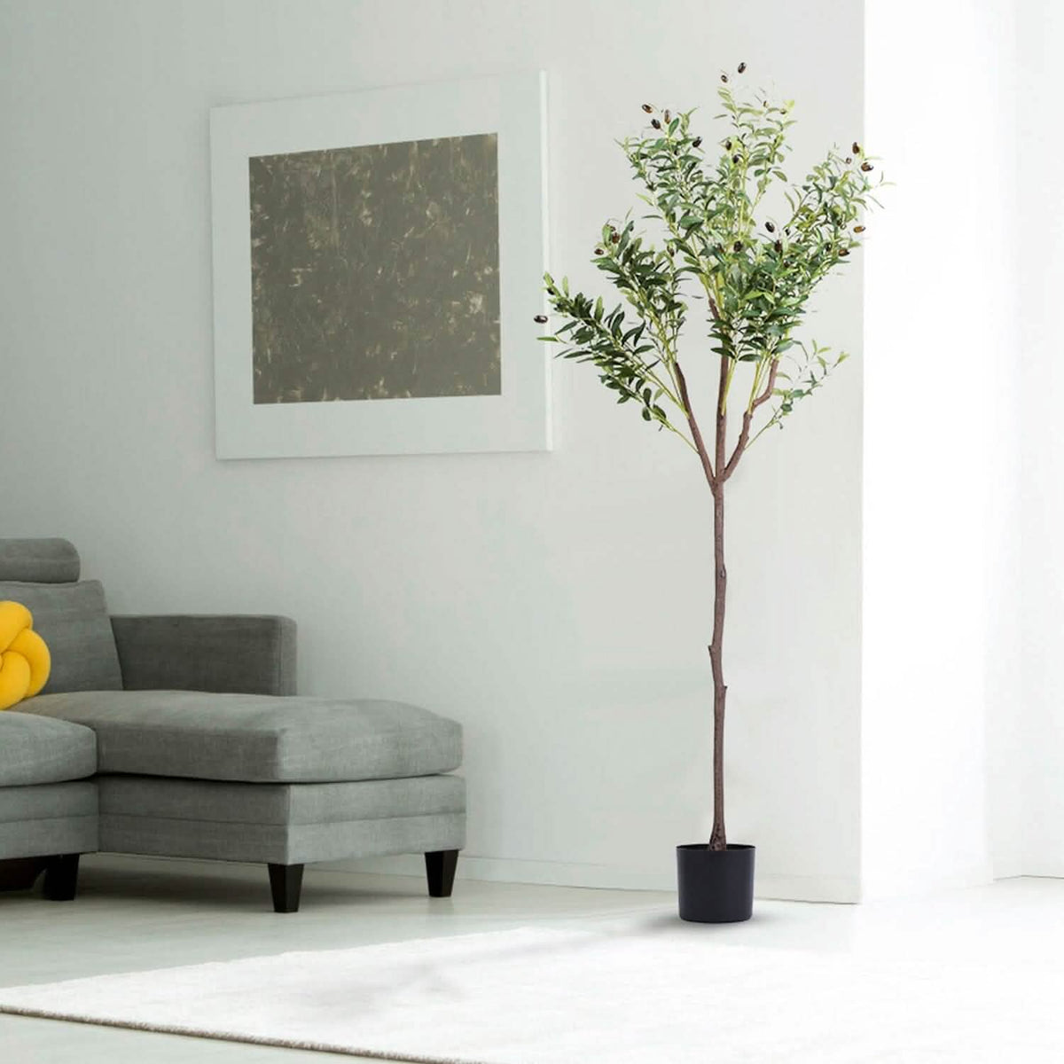 5.9ft Artificial Olive Tree with Lush Olive Branches and Fruits with Black Planter Pot