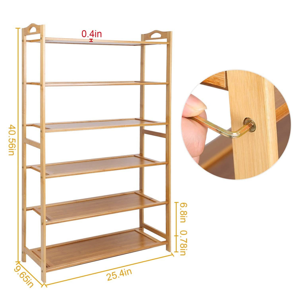 6 Tier Bamboo Shoe Rack Organizer
