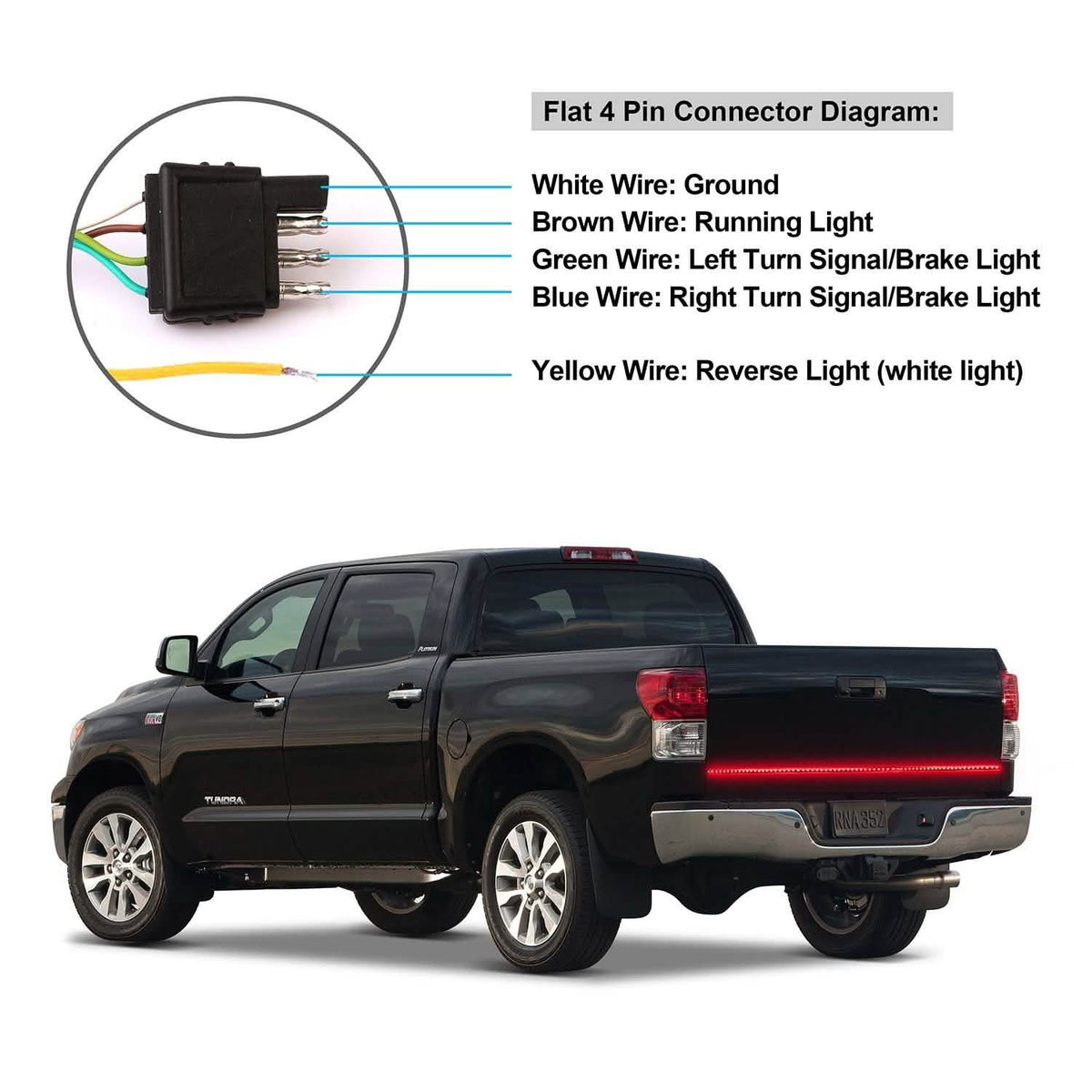 60" Truck Tailgate Brake/Reverse/Turn Signal LED Light Stip
