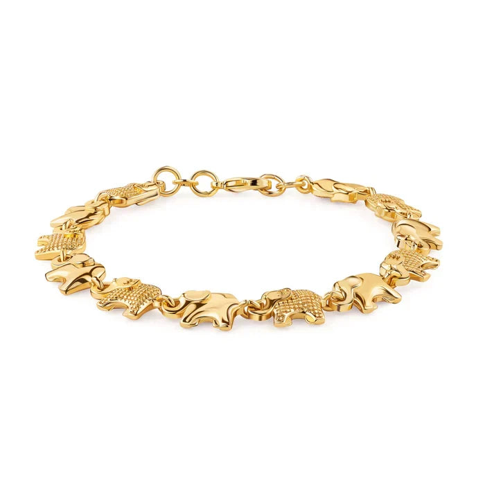 RMZ GOLD NYC 18K Gold Elephant Bracelet For Women 8''