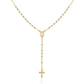 RMZ GOLD NYC 14K Gold Virgin Mary Rosary Bead Cross Necklace 18''