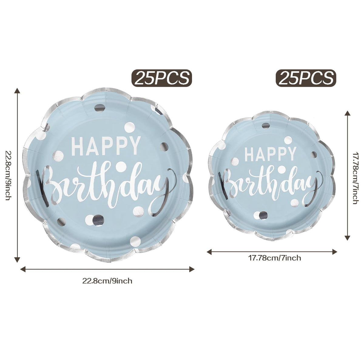 LeZakaa Birthday Paper Plates Set 50pcs 7 & 9 Inch Happy Birthday Balloon