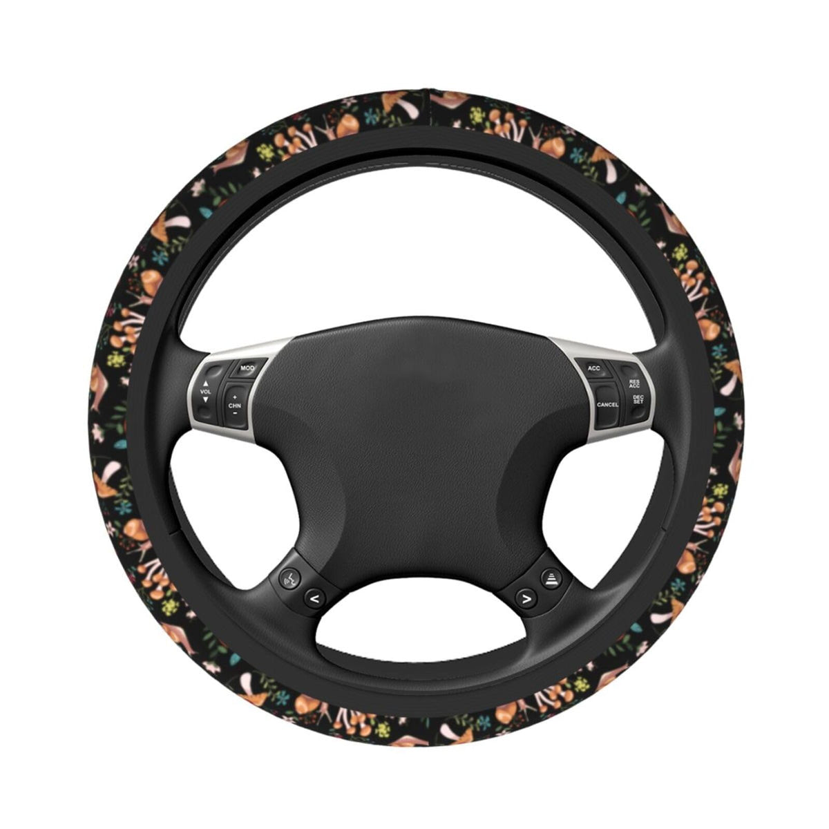 MINIOZE Mushroom Vintage Steering Wheel Cover 15 Inch Neoprene Black 1pc
