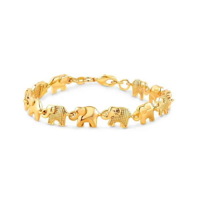 RMZ GOLD NYC 18K Gold Plated Elephant Anklet For Women 10''
