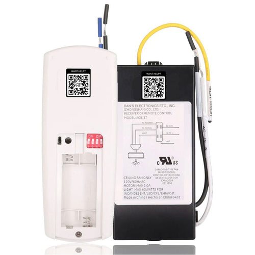 Anderic 63T-AC83T-KIT Universal Add-on Remote Control Kit for LED 3-Speed Ceiling Fans