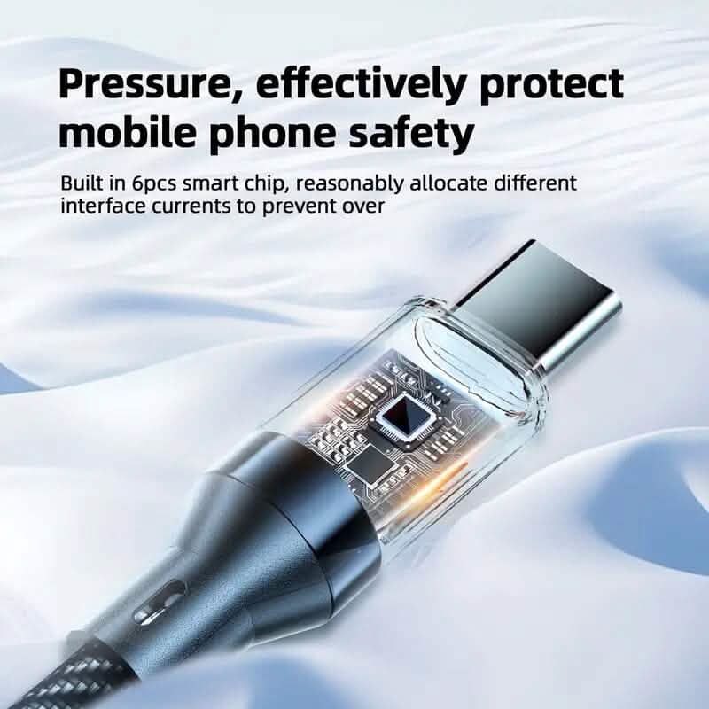 6.6 Ft. Super Fast Charging Cable 120W 6A USB to Type C Charge Cable with LCD Display