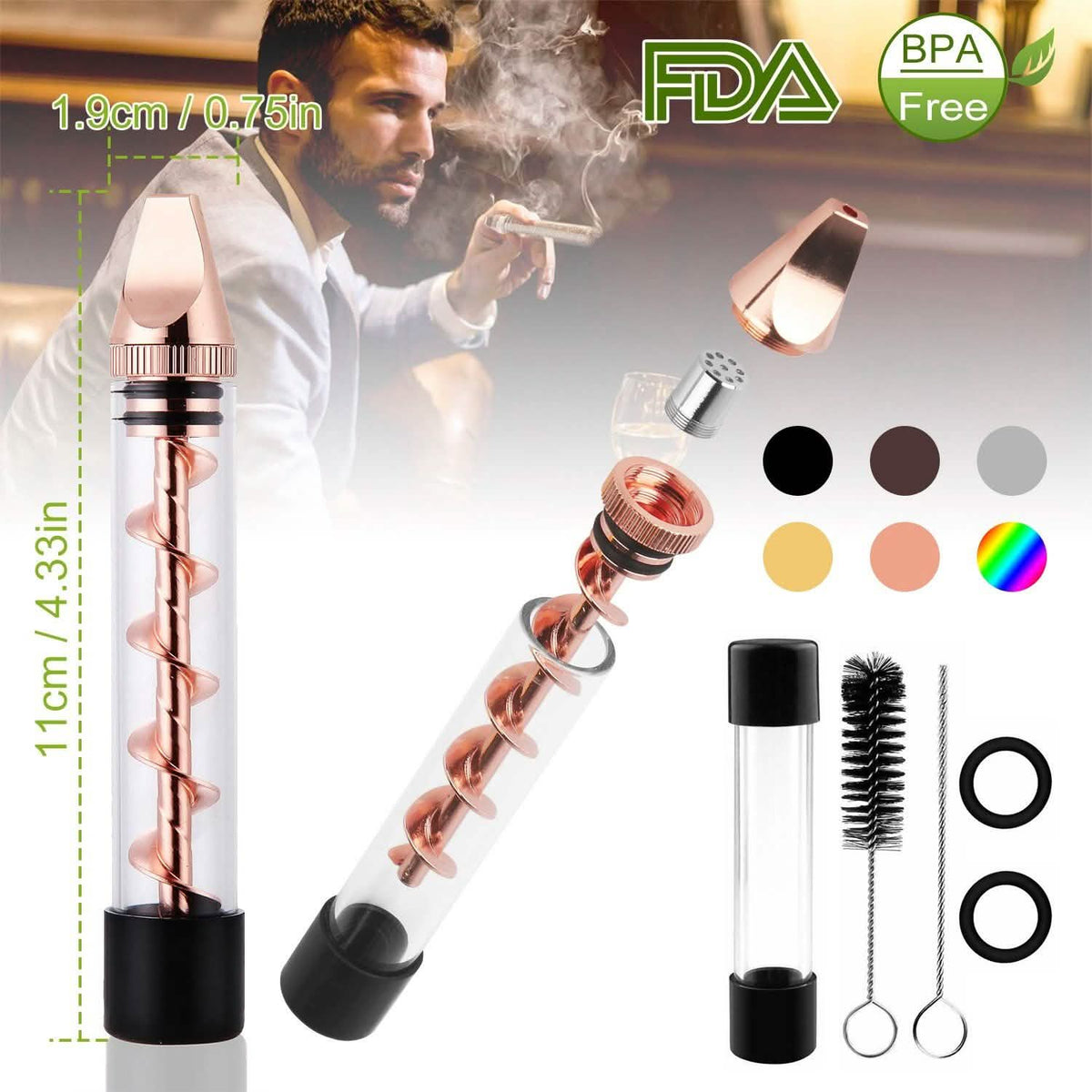 7-in-1 Grinder Blunt Kit with Smoking Metal Tip Cleaning Brush