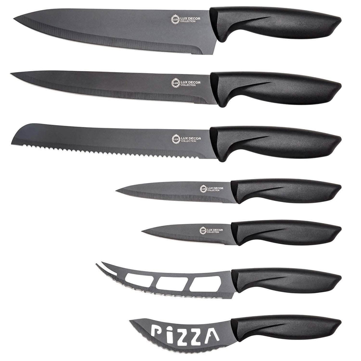 7-Piece Set: Chef Knife, Bread, Carving, Utility, Pairing, Cheese, Pizza