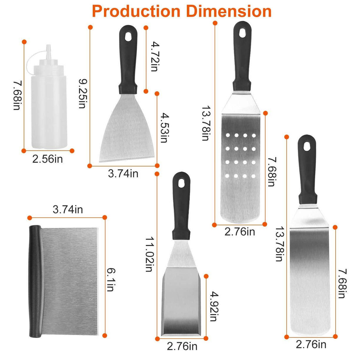 7-Piece Set: Stainless Steel BBQ Grilling Utensil Tools
