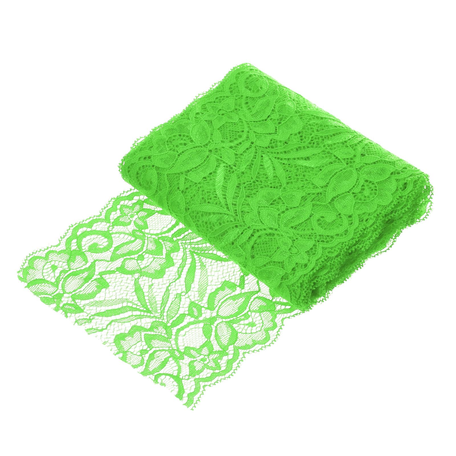 MECCANIXITY 6 Inch Lace Ribbon Floral Trim 5 Yard Green Sewing Craft Decor