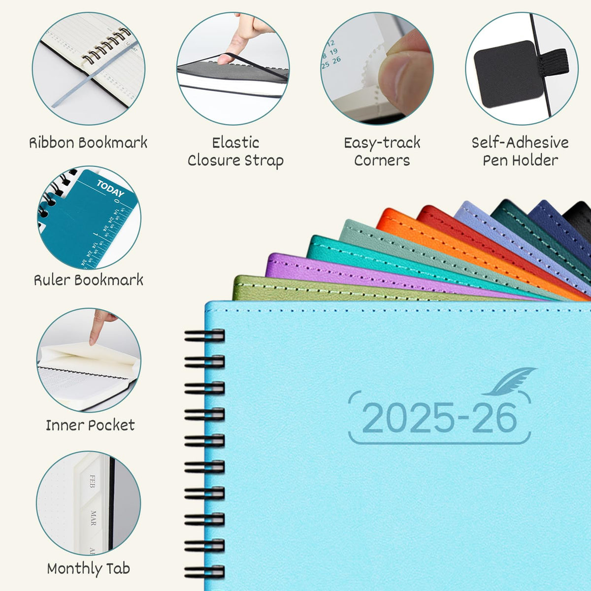 BEZEND 2026 Weekly Monthly Planner 8.5x11 Lavender PU Leather Softcover