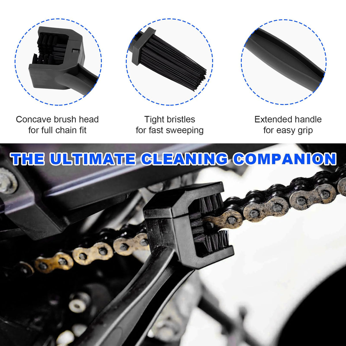 Kewucn 2 PCS Bike Motorcycle Chain Washer Gear Scrubber Durable ABS Black