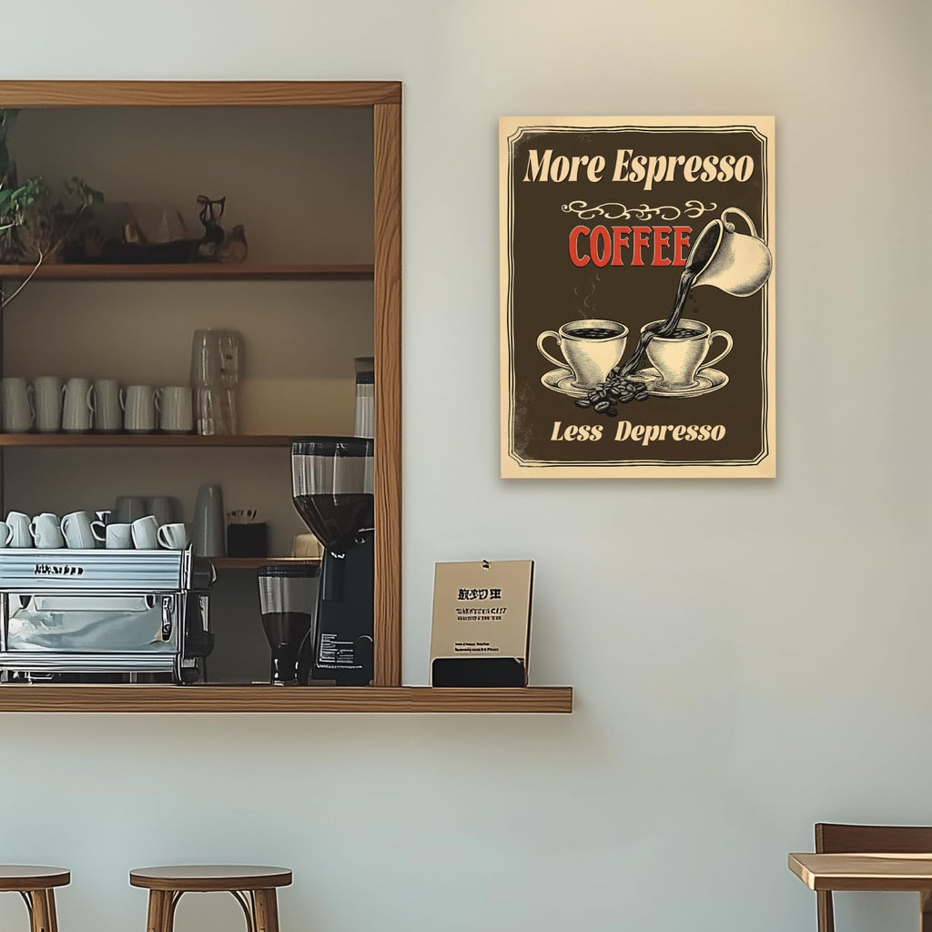 HTTART Vintage Coffee Canvas Wall Art 12x16 Set of 2 Retro Brown