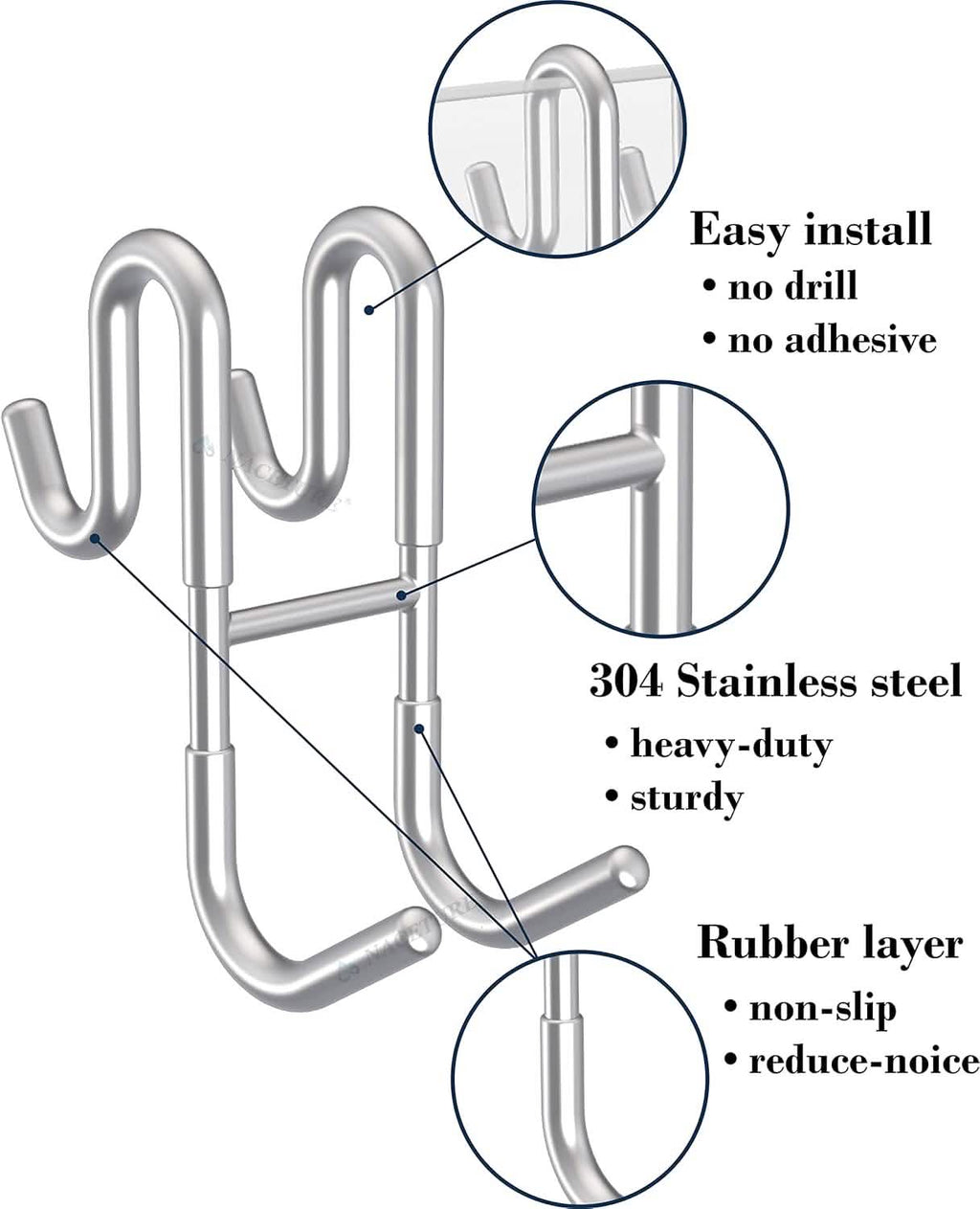Rust-Resistant Door Mount Shower Hook – Strong Multifunctional Hanging Hook