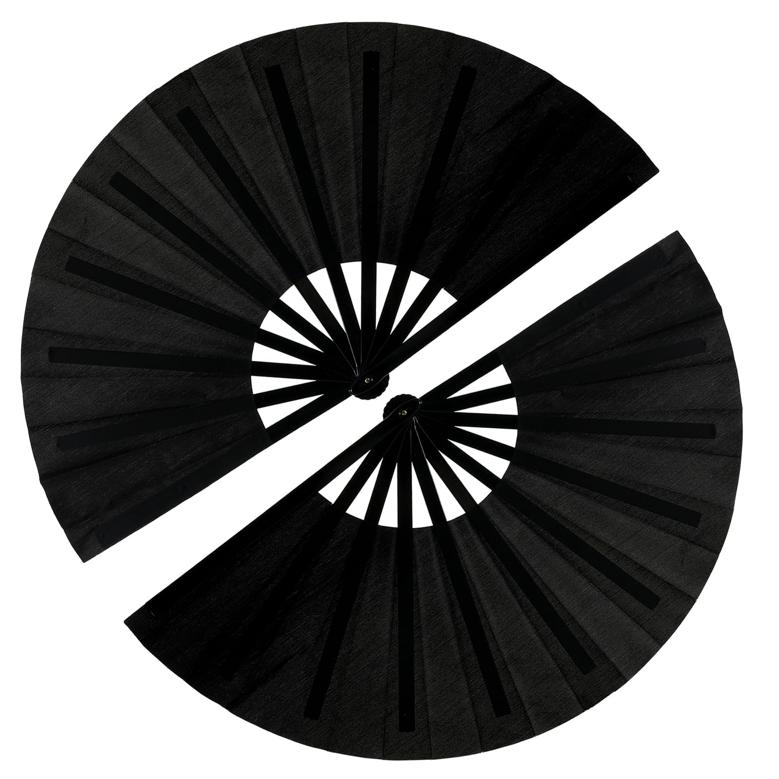 GeGeYa 13inch Large Rave Fan Foldable Hand Fans Black 2 Packs