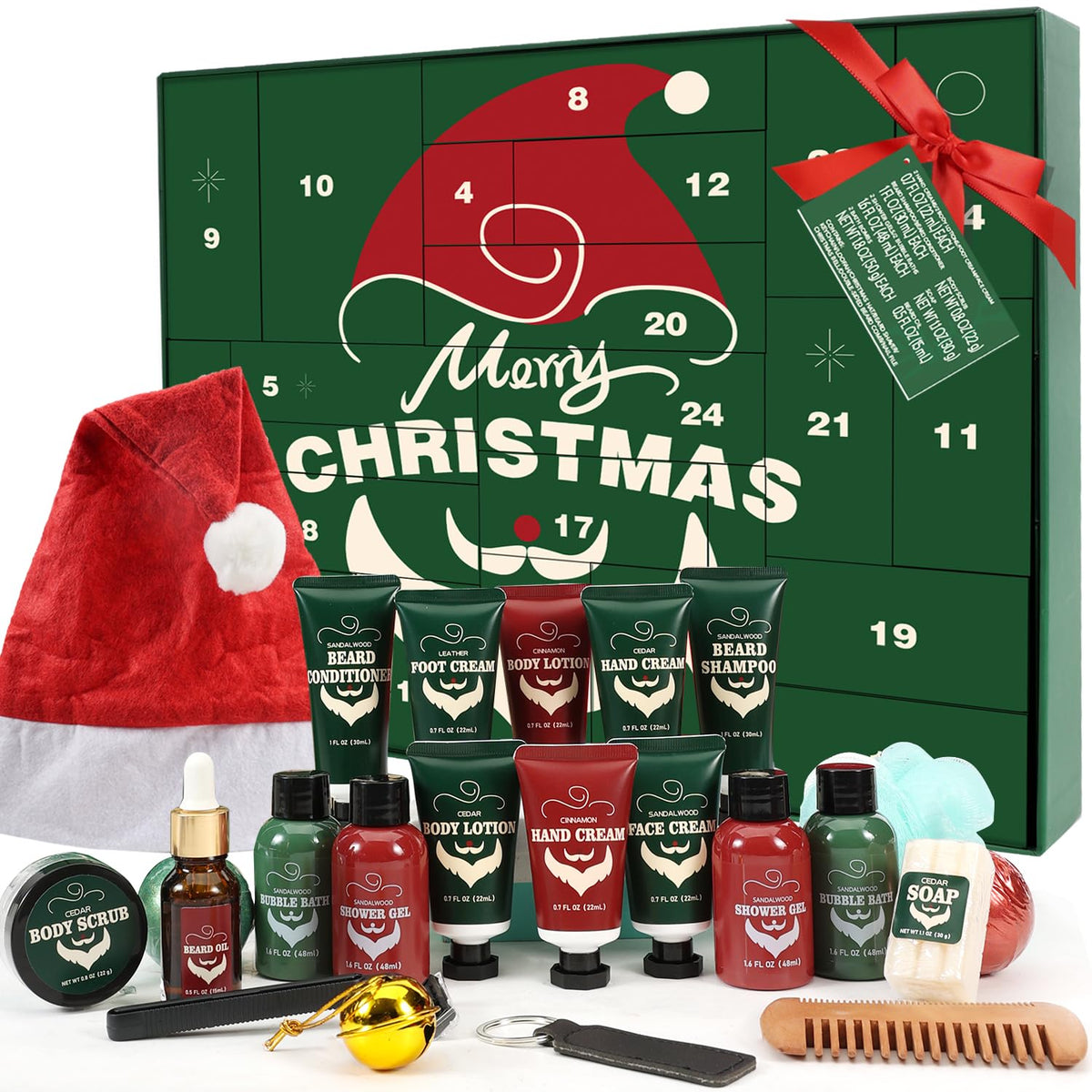 Rinse & Robust Advent Beauty Calendar 2025 Beard Care Kit 24 Days Red