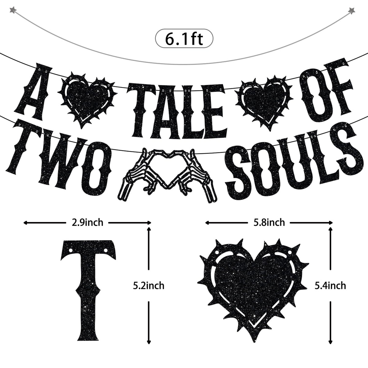 LOVELY BITON A Tale of Two Souls Halloween Wedding Banner Black Paper