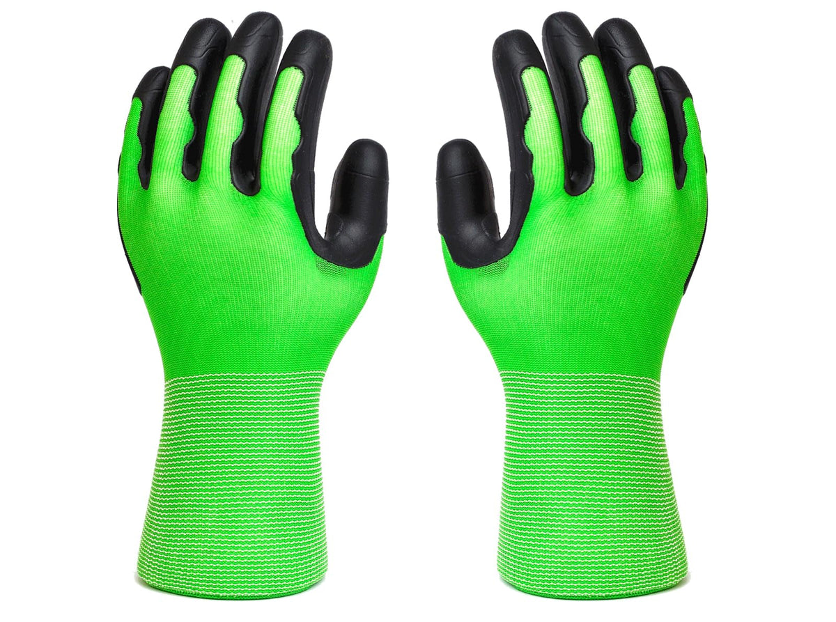 Meow Garden Thorn Proof Garden Gloves 2 Pairs Heavy Duty TPE Coated Green Red