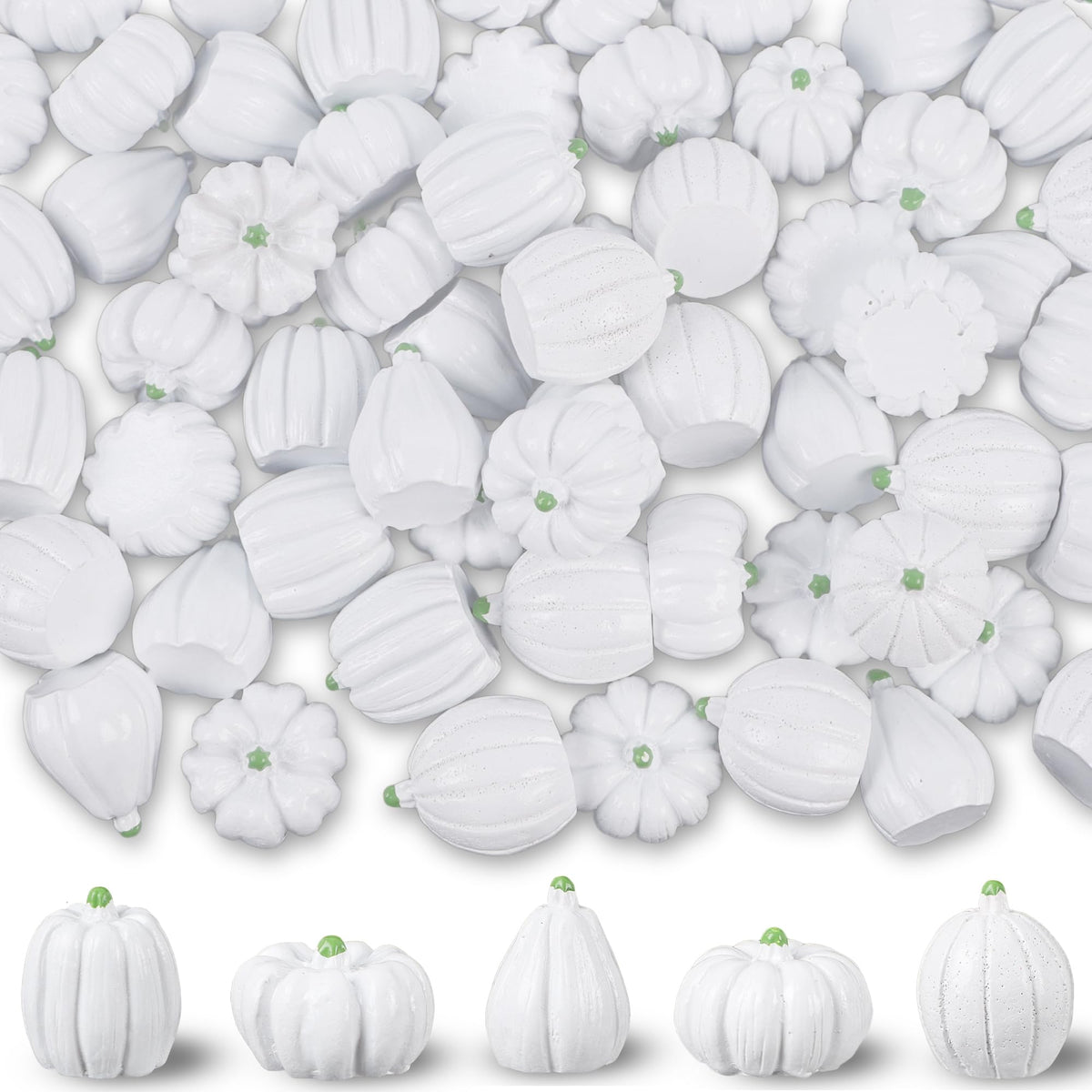 winemana Mini Pumpkins Fall Decorations 80 Pack White Resin Small