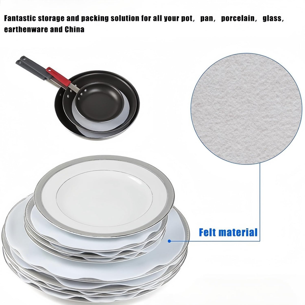Ceramic Plate Separator Pads 36 Felt Protectors 10/6/4.5 Inch Washable Reusable