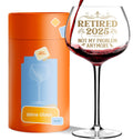 NewEleven 16oz Retired 2025 White Wine Glass Retirement Gift Woman Coworker