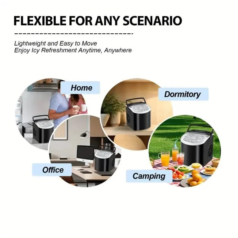 Countertop Portable Ice Maker – 26lb/24h, 9 Cubes/6min, Black