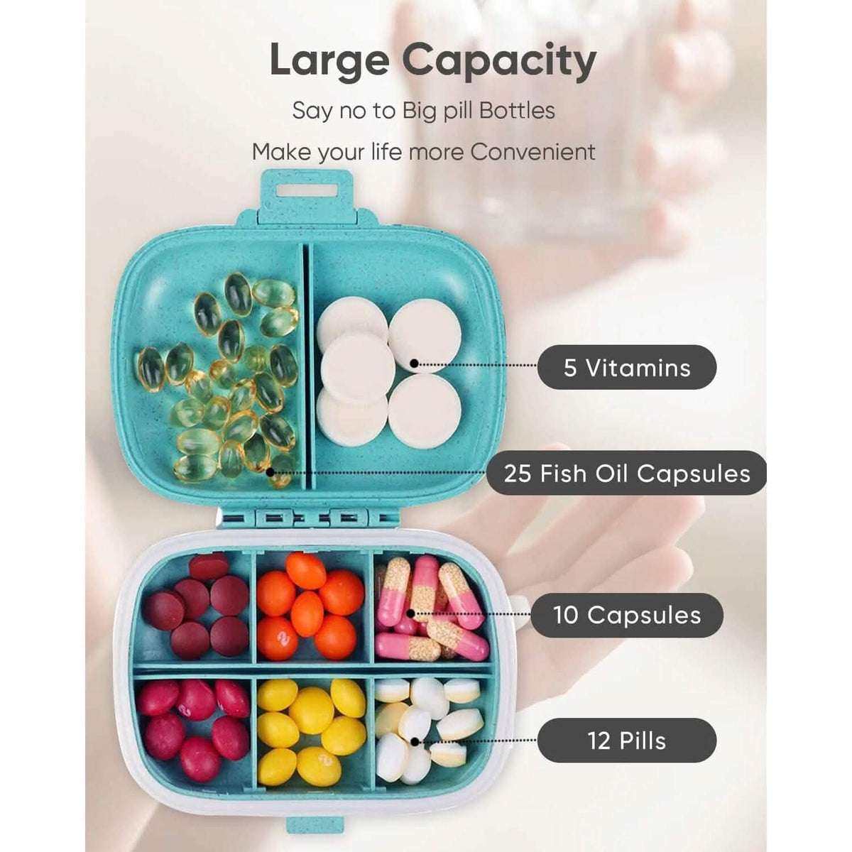 8 Compartments Travel Pill Organizer