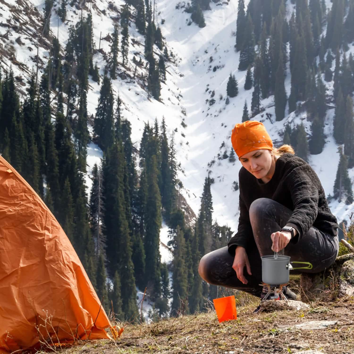 8-Piece: Camping Cooking Ware Set