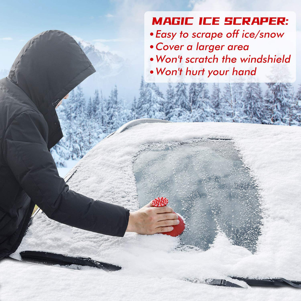 CLESDF Magical Car Ice Scraper Funnel 2 Pack Red Cone Windshield Snow Scraper