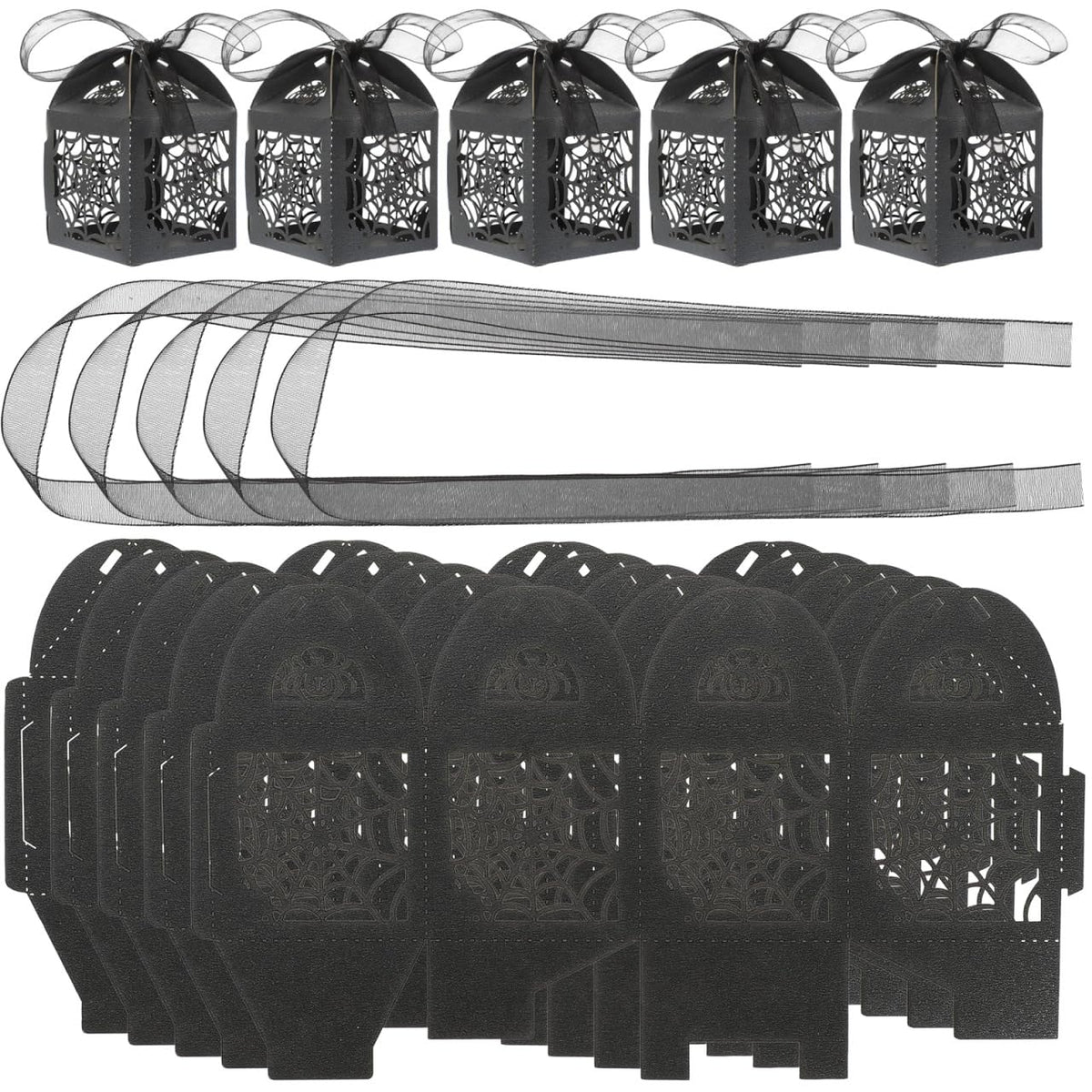 BESTOYARD Halloween Hollow Die-Cut Candy Boxes Black 8.27x4.53in 50pcs