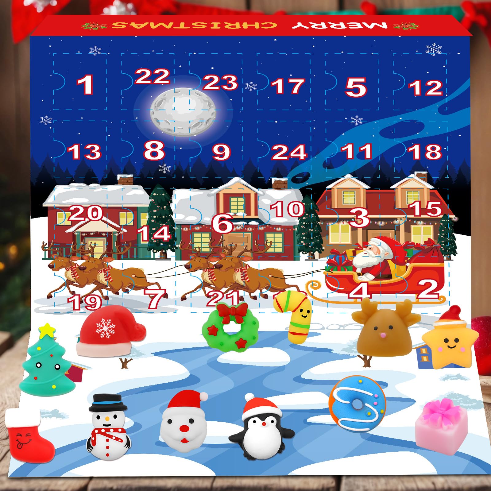 Govetom 2025 Mochi Squishy Advent Calendar 24 Days Multi-color Stress Toys