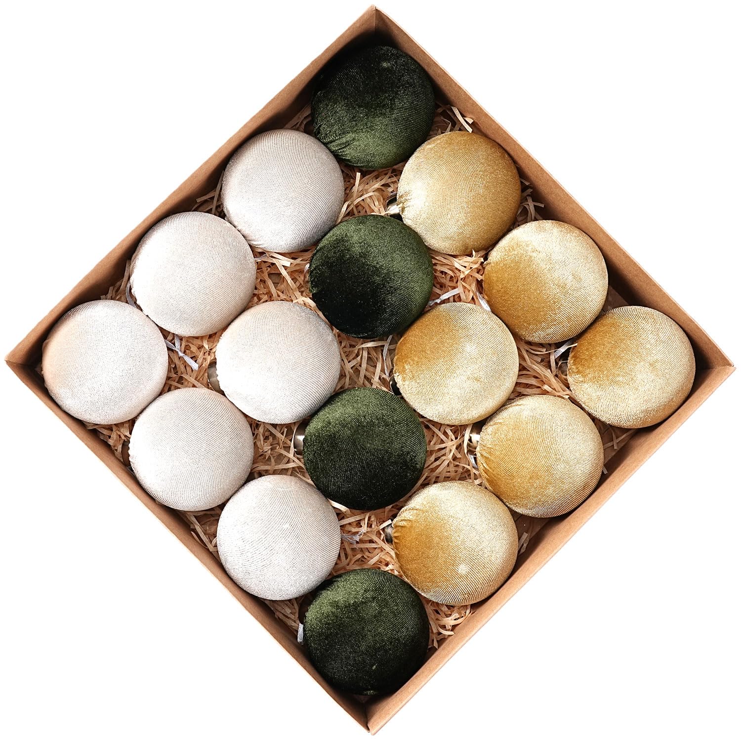 Choonshow Velvet Christmas Ball Ornaments 16 Pack 3.15" Brown Green