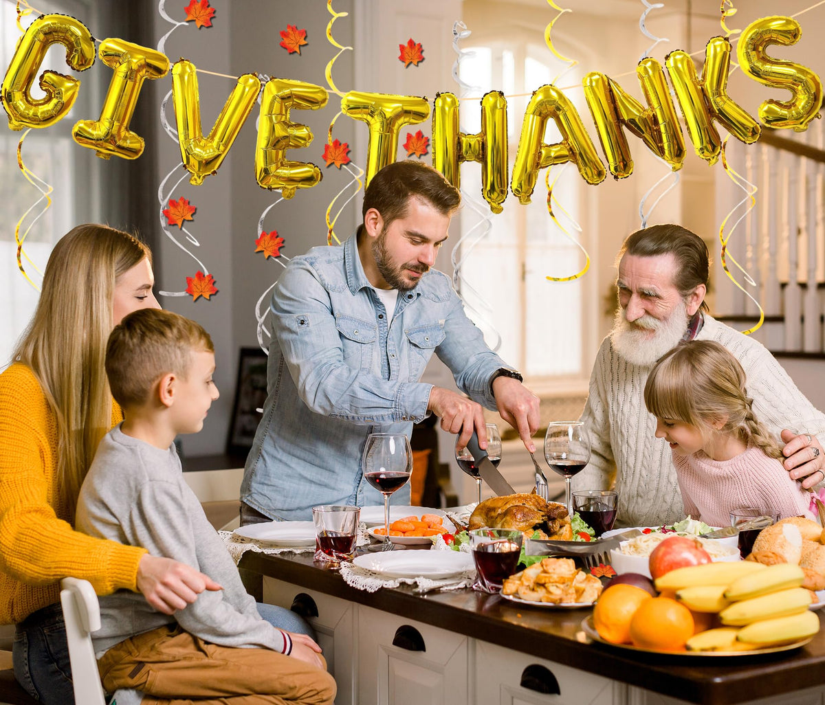 Pardi Give Thanks Banner Balloons 16in Gold Thanksgiving Party Decor Maple Leaf