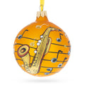 Saxophone Music Lover Glass Ball Christmas Ornament 3.25 Inches