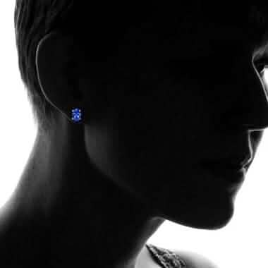 925 Sterling Silver 2.00ct Genuine Tanzanite Oval Stud Earrings