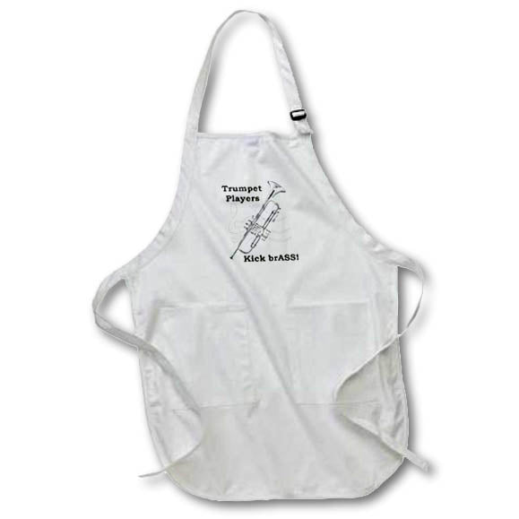 3dRose Music - Trumpet Players Kick brASS! - Aprons (apr_1024)