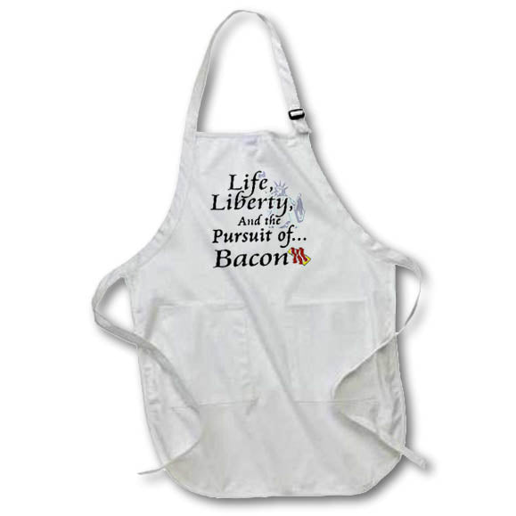 3dRose Dooni Designs Funny and Humorous Designs - Funny Life Liberty and The Pursuit of Bacon Food - Aprons (apr_102616)