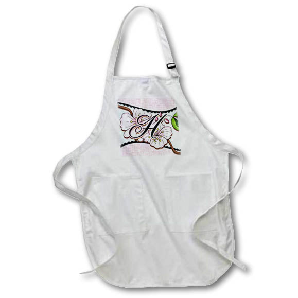 3dRose Dooni Designs Monogram Initial Designs - Cherry Blossom Flower Monogram Initial H - Aprons (apr_102756)