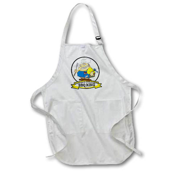 3dRose Dooni Designs Worlds Greatest Cartoons - Funny Worlds Greatest BBQ King Men Cartoon - Aprons (apr_102964)