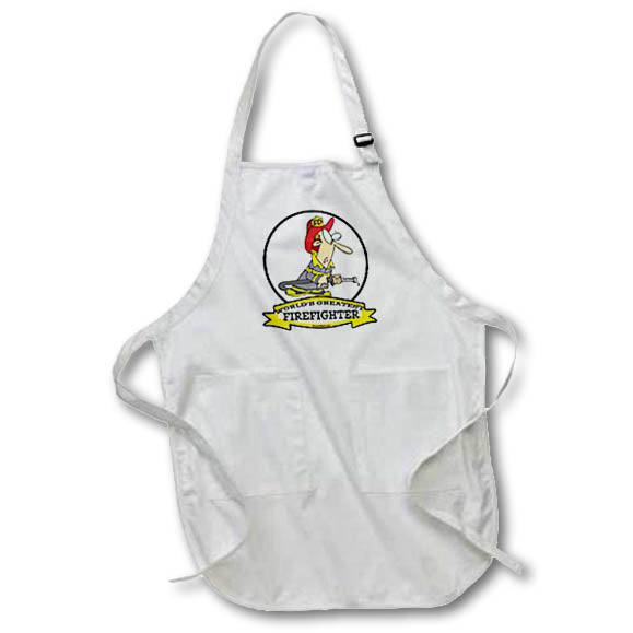 3dRose Dooni Designs Worlds Greatest Cartoons - Funny Worlds Greatest Firefighter Cartoon - Aprons (apr_103181)