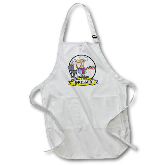 3dRose Dooni Designs Worlds Greatest Cartoons - Funny Worlds Greatest Griller Men Cartoon - Aprons (apr_103231)