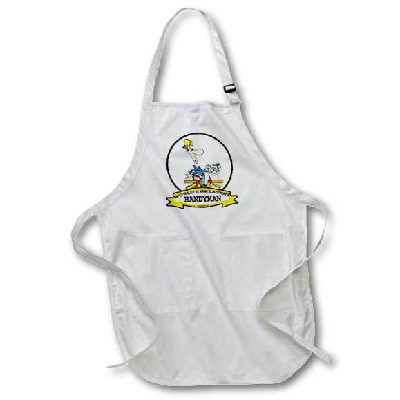 3dRose Dooni Designs Worlds Greatest Cartoons - Funny Worlds Greatest Handyman II Cartoon - Aprons (apr_103245)