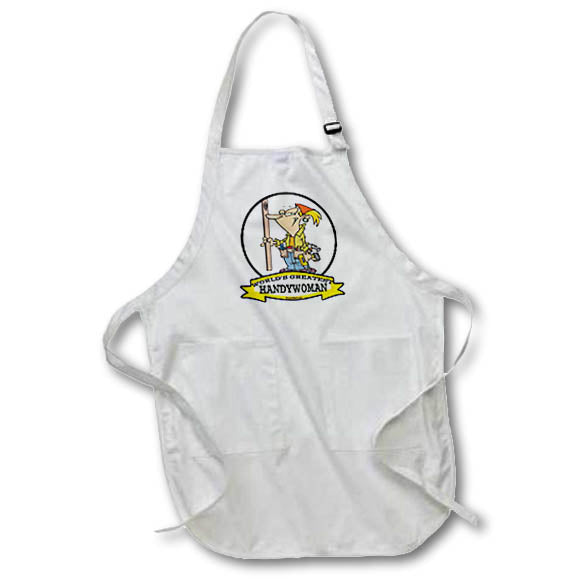 3dRose Dooni Designs Worlds Greatest Cartoons - Funny Worlds Greatest Handywoman Cartoon - Aprons (apr_103246)