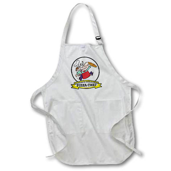 3dRose Dooni Designs Worlds Greatest Cartoons - Funny Worlds Greatest Pizza Chef Occupation Job Cartoon - Aprons (apr_103445)