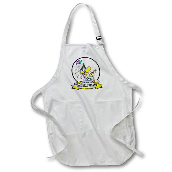 3dRose Dooni Designs Worlds Greatest Cartoons - Funny Worlds Greatest Softball Player Cartoon - Aprons (apr_103570)