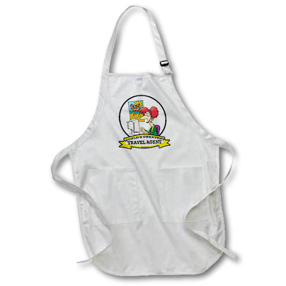 3dRose Dooni Designs - Funny Worlds Greatest Travel Agent Occupation Job Cartoon - Aprons (apr_103620)