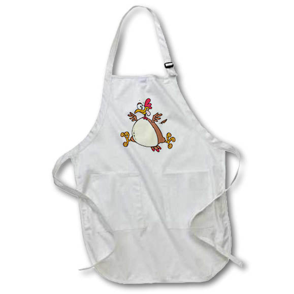 3dRose Dooni Designs Random Toons - Crazy Chicken Hen Cartoon - Aprons (apr_103886)