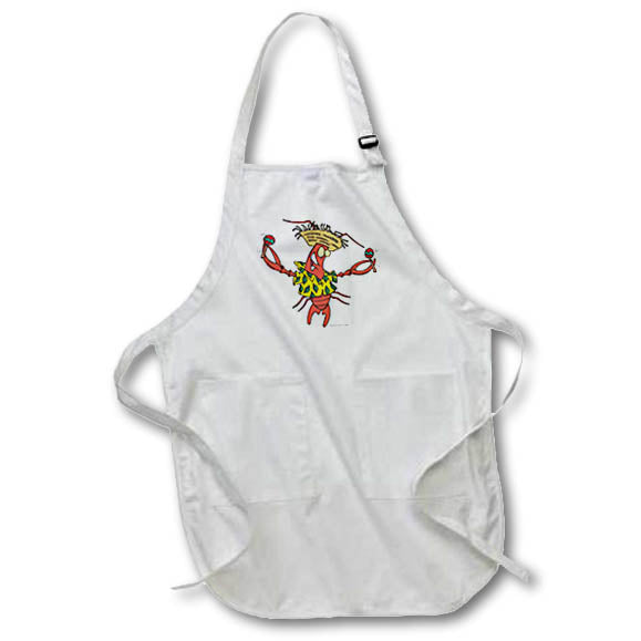 3dRose Dooni Designs Random Toons - Funny Calypso Lobster - Aprons (apr_104021)