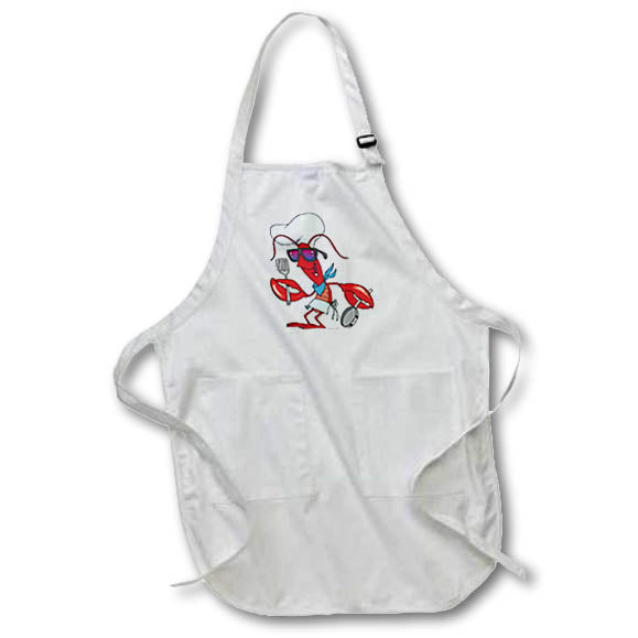 3dRose Dooni Designs Random Toons - Funny Cute Lobster Cook Chef - Aprons (apr_104033)